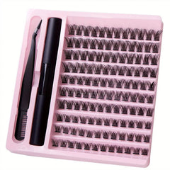 DIY Lash Extension Kit with Waterproof Strong Hold Lash Bond And Seal Lash Clusters Plus Eyelash Tweezers