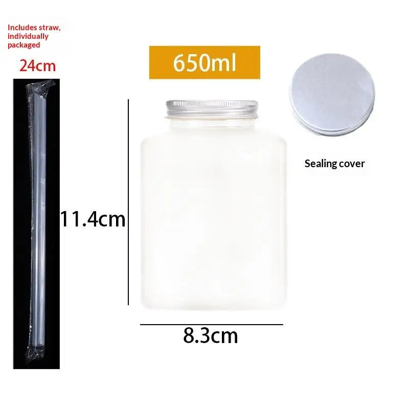 Plastic Disposable Square Plastic Bottle 500ML 650ML Juice Beverage Milk Tea Yogurt C lifestyle view