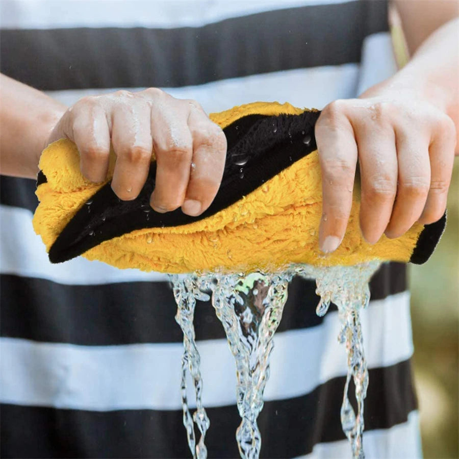 1/2/6pcs Microfiber Cleaning Towel Thicken Soft Drying Cloth Car Body Washing Towels lifestyle view