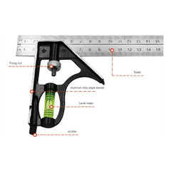300mm Stainless Steel Combination Square | Multi-Angle Woodworking Ruler detail view