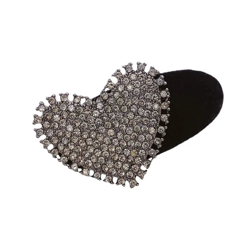 Beautiful Heart-shaped Hairpins for Women Shiny Rhinestone Small Spring Clip Hair Ornaments