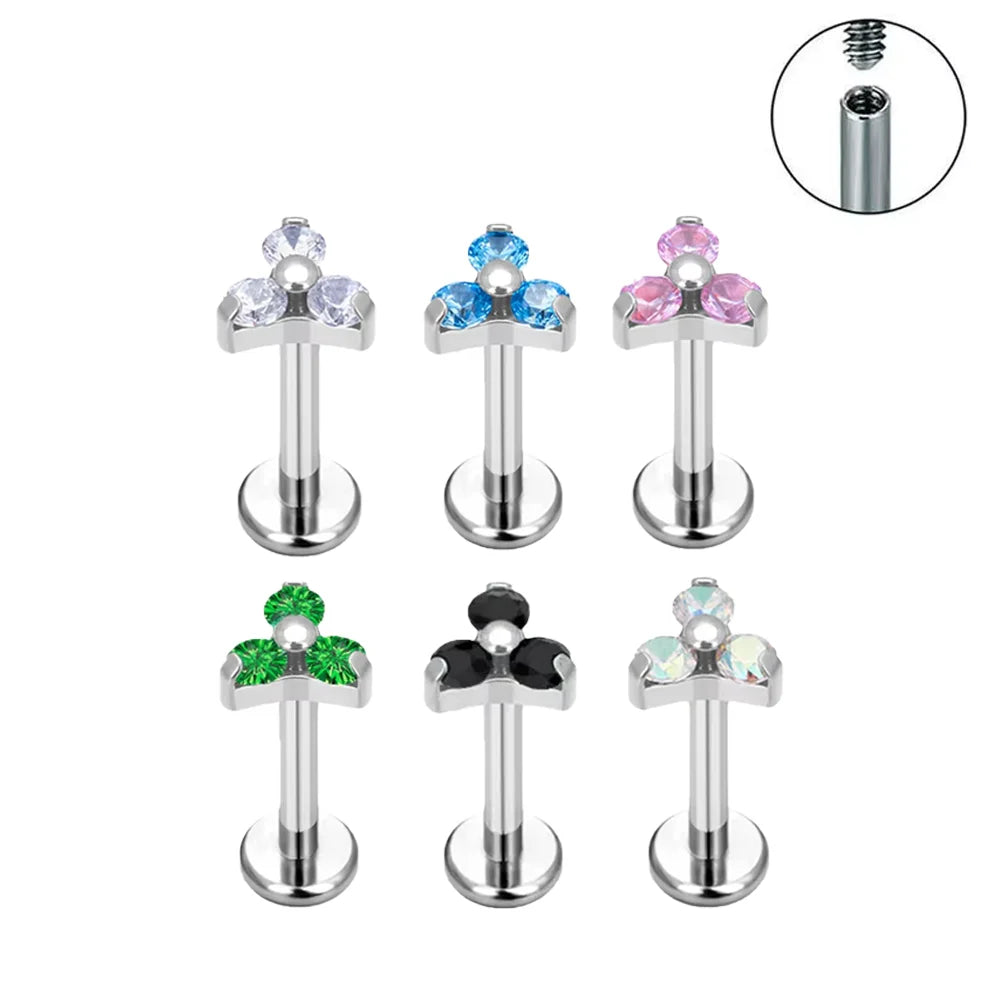 ASTM F136 Titanium Nose Piercing Petal Earrings For Women Labret Lip Rings Goth Ear Trag detail view