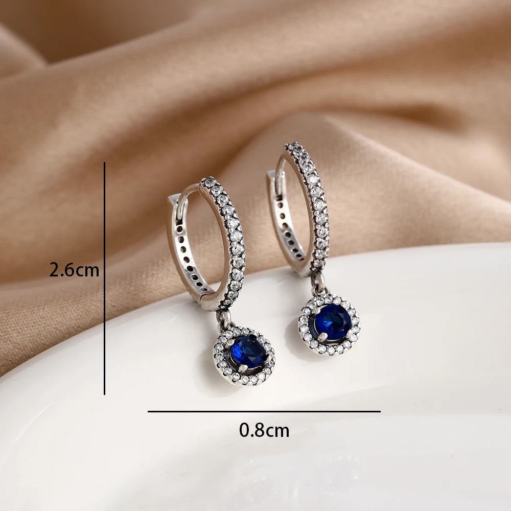 2026 New Hot Sale Blue Zircon Earrings for Women with European and American Style Fash close-up view