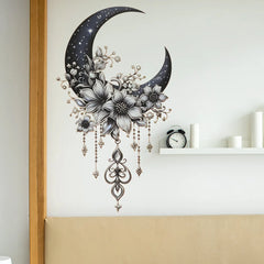 Moon Flower Vinyl Wall Sticker | Girl Room Decoration close-up view