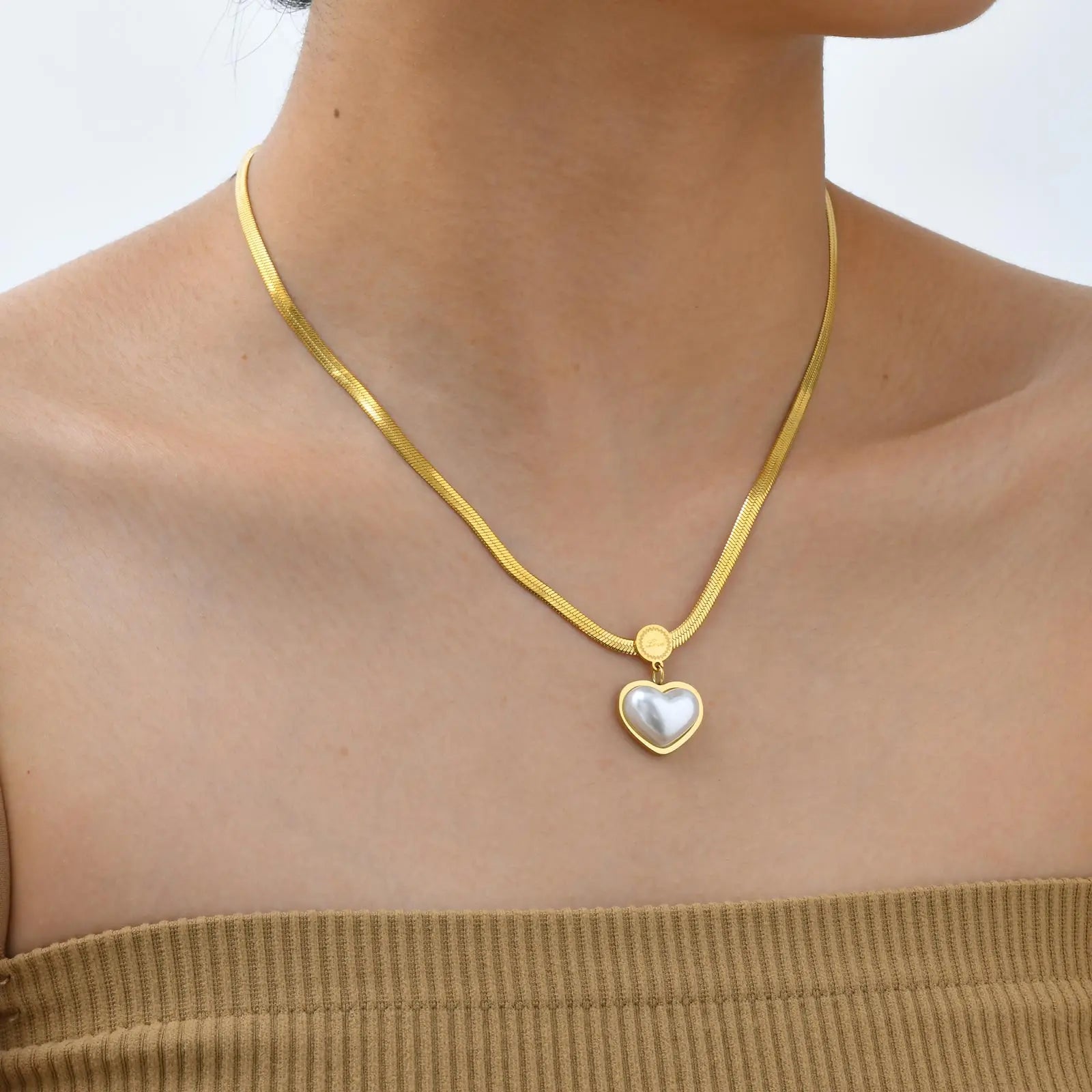 Layered Heart Pendant Necklace | Stainless Steel Minimalist Jewelry for Women alternate view