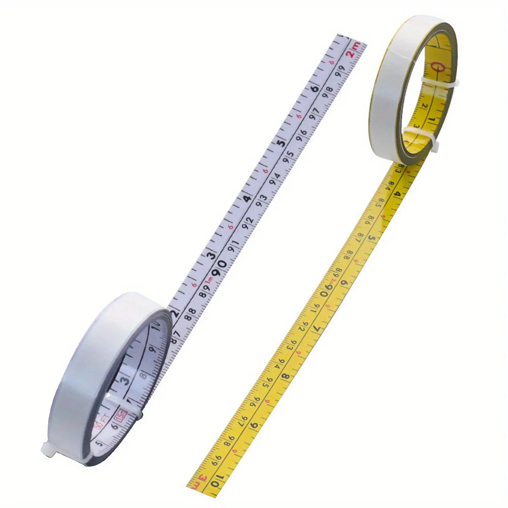 Steel Adhesive Tape Measure, Imperial and Metric Scale Ruler Sticker, Left To Right Re close-up view