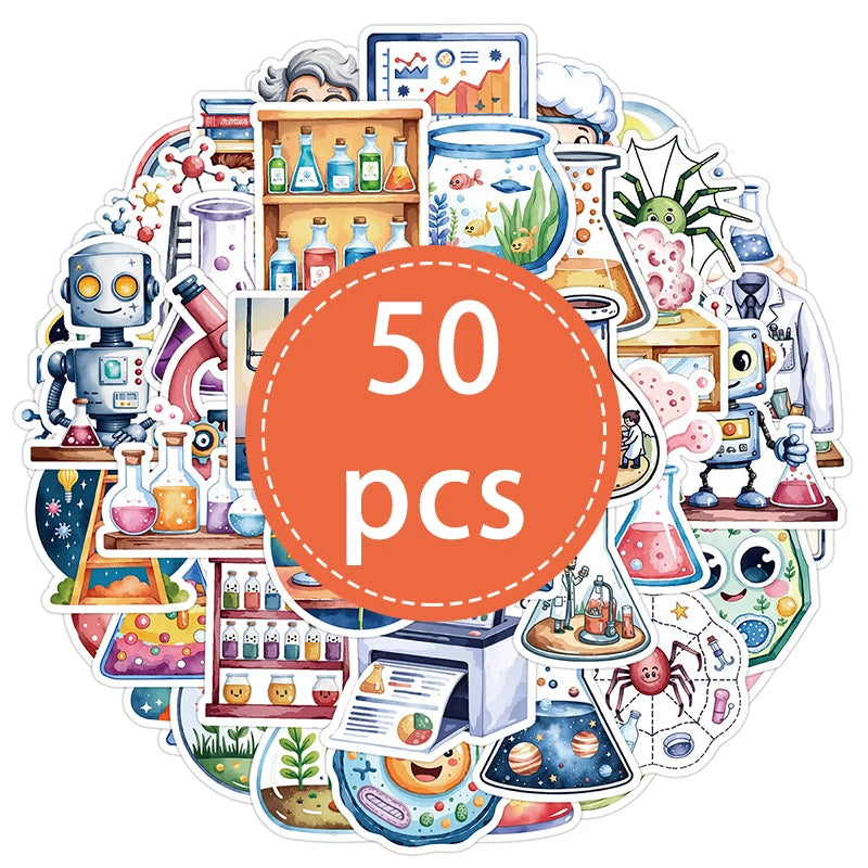 50PCS Natural Sciences Stickers Pack | Chemistry, Biology, Physics Decor for Classroo alternate view