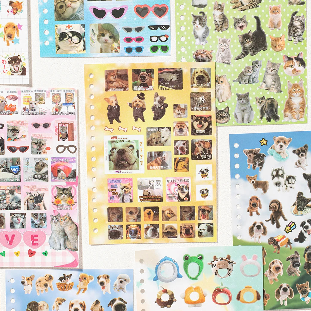 Cute Pets Sticker Book 30 Sheets | Scrapbooking DIY Collage Material additional angle