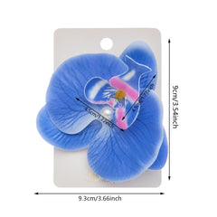 Artificial Orchid Flower Butterfly Hair Clips for Woman Girls Phalaenopsis Pearl Duckb close-up view