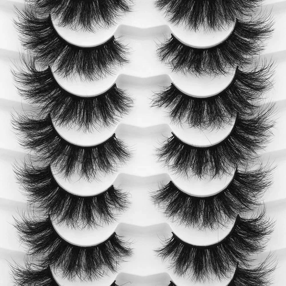 7 Pairs Faux Mink Lashes Fluffy False Eyelashes Thick Volume Dramatic Cat Eye Lashes lifestyle view