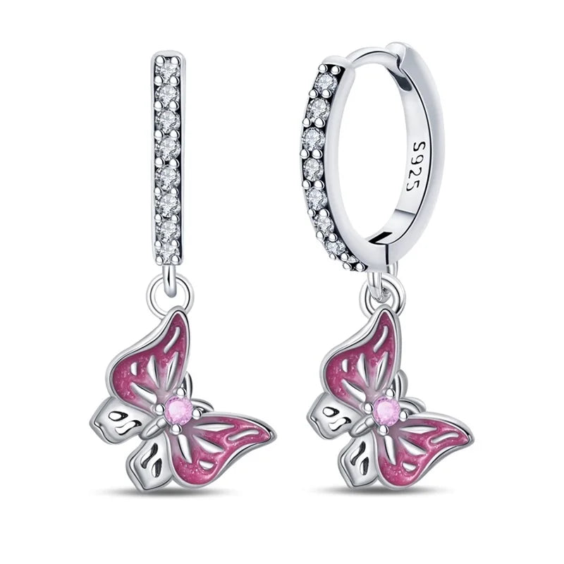 Silver Wine Cup Butterfly Women Earrings Brilliant Wedding Engagement Star Earrings J lifestyle view