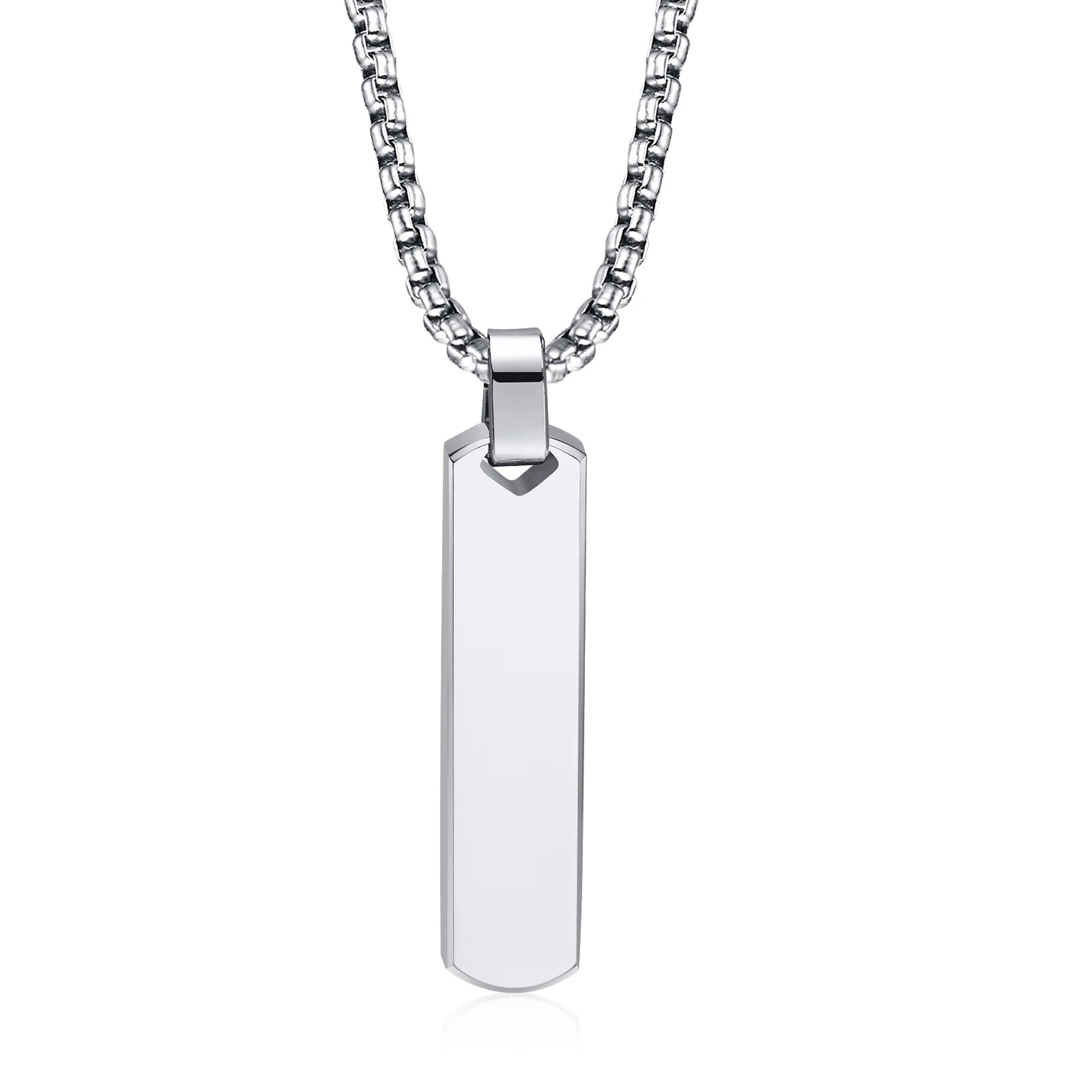 Custom Initials Bar Necklace for Men | Stainless Steel A-Z Pendant detail view