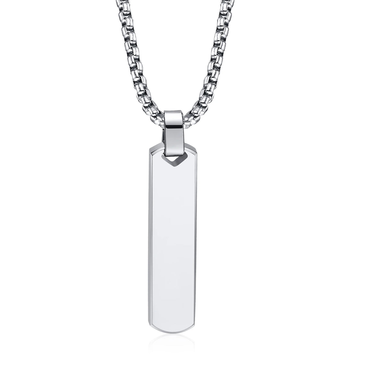 Custom Initials Bar Necklace for Men | Stainless Steel A-Z Pendant detail view