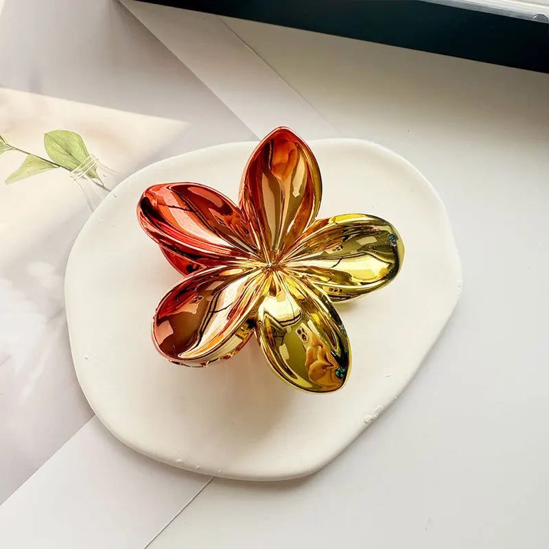 1/6/12pcs Sweet Gradient Colorful Flower Acrylic Hair Claw Clip Women Hairpin Summe additional angle