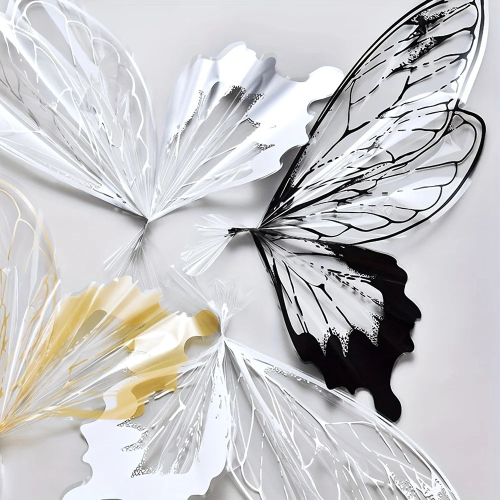 40pcs Transparent Crystal Butterfly Wrapping Paper | Floral Bouquet Packaging Materia alternate view