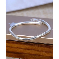 925 Sterling Silver Couple 3mm Snake Chain Bracelet Women Luxury Dinner Party Bracelet close-up view