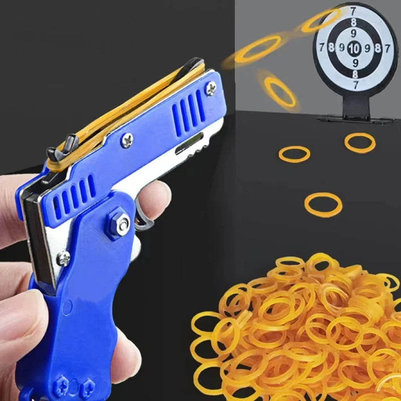 1PCS Keychain Gun 60 Rubber Bands Rubber Band Gun Shooting Pistol Alloy Kid Outdoor Part detail view