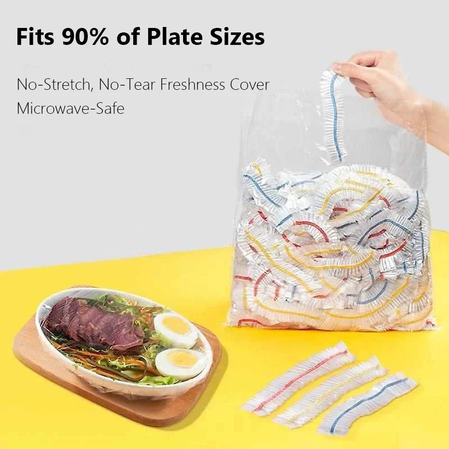 100Pcs Elastic Food Cover Plastic Wrap, Kitchen Storage Accessories Plate Bowl Covers alternate view