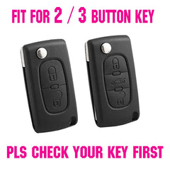 XUKEY Silicone Key Cover Case Fob Holder for Citroen Peugeot Cars | 2/3 Button Flip Key detail view