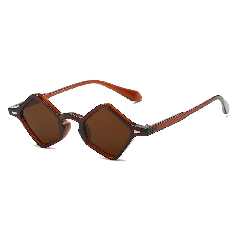 New Fashion Ins Popular Small Polygon Square Sunglasses Women Clear Ocean Lens Shades Men Trending Rivets Sun Glasses UV400