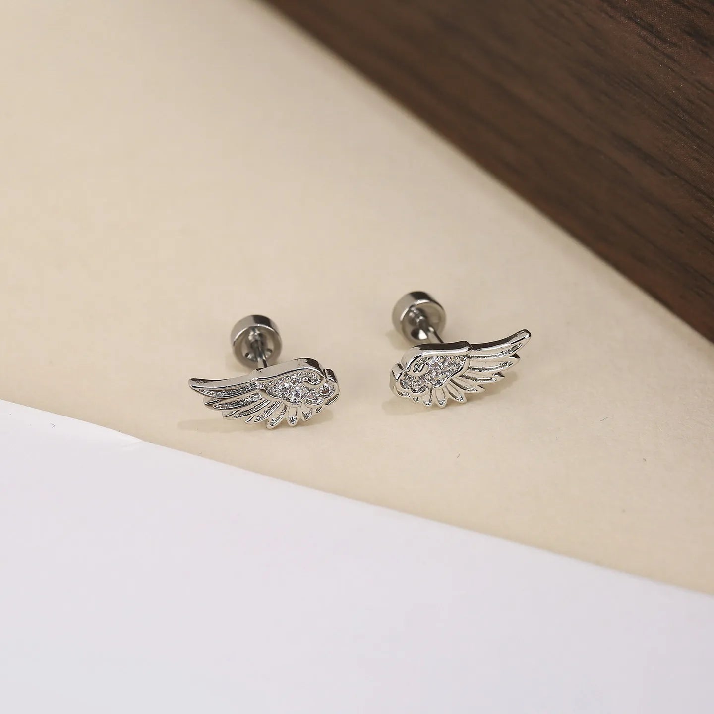 A Pair Vintage Couples Creative Angel Wings Stud Earrings Women Punk Studs Birthday additional angle