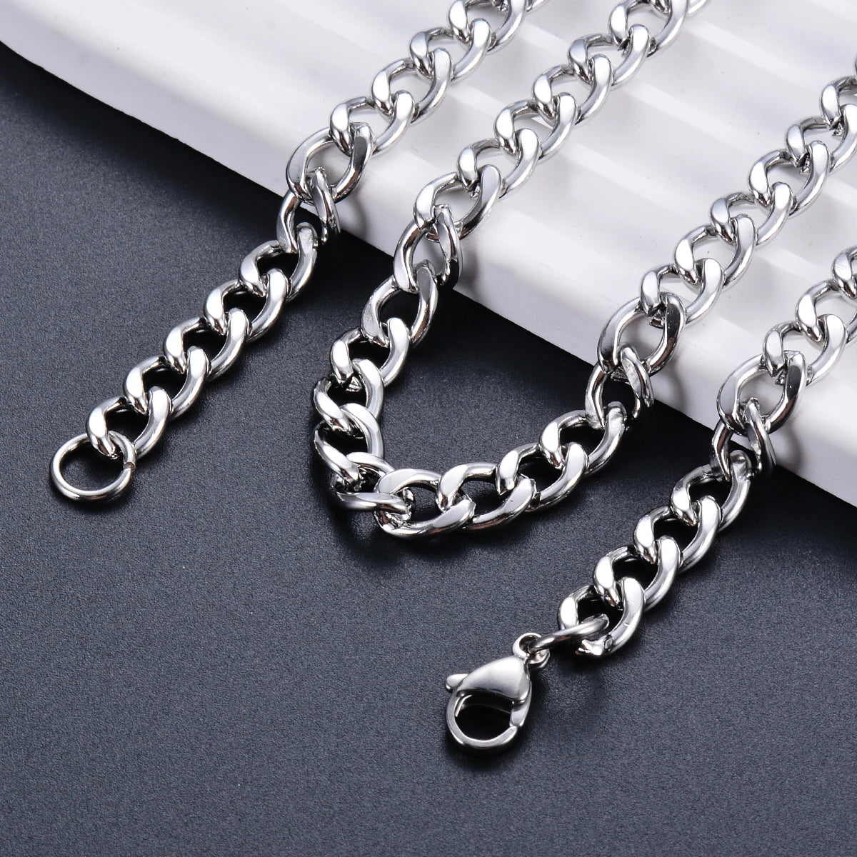 Stainless Steel Curb Cuban Link Chain Necklace | Unisex Punk Choker Jewelry lifestyle view
