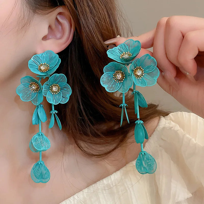 Flower Petal Tassel Earrings | Lightweight Acrylic Drop Earrings lifestyle view