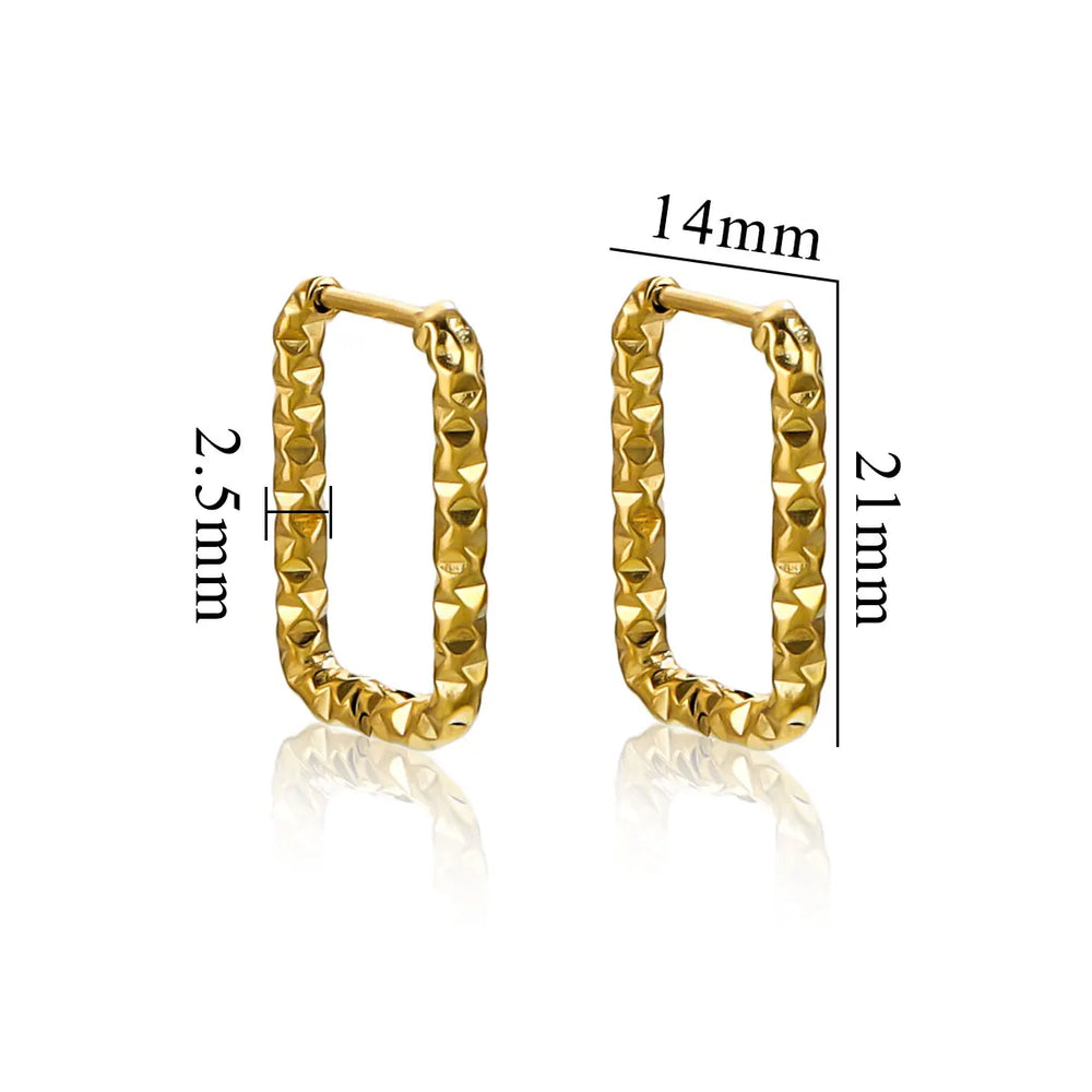 6pcs Stainless Steel Rectangular Textured Earrings | 18K Gold Plated DIY Jewelry Find lifestyle view