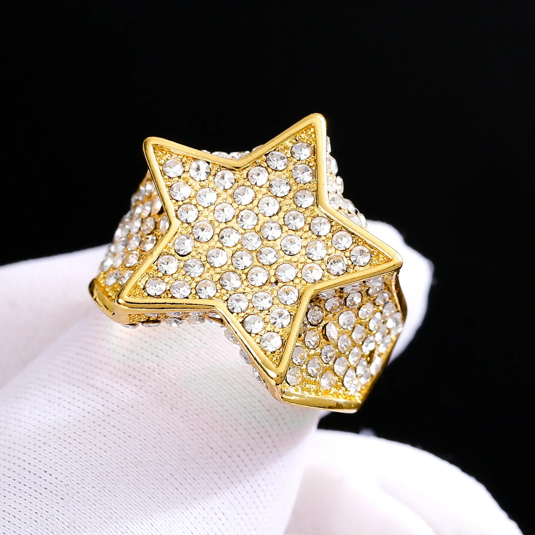 Milangirl New Hip Hop Rock Five Star Rings Men Luxury Women Rhinestones Zircon Pentag alternate view