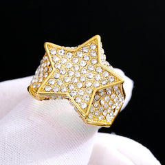 Milangirl New Hip Hop Rock Five Star Rings Men Luxury Women Rhinestones Zircon Pentag alternate view