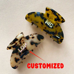 1pc Personalized Tortoiseshell Acrylic Hair Claw, Custom Letter Hair Clip