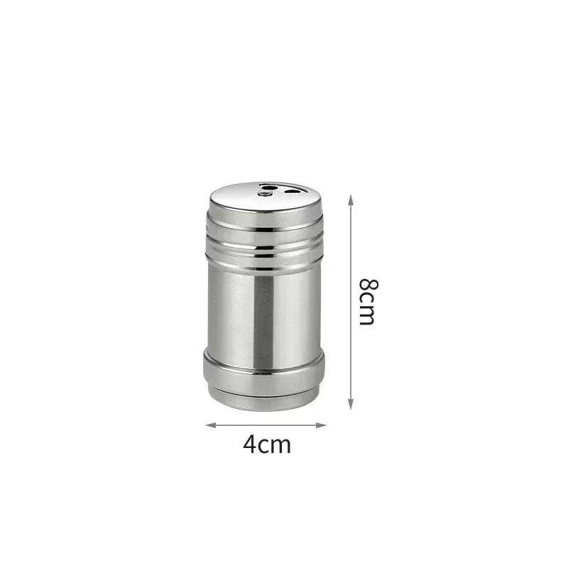 Stainless Steel Spice Jar | Rotating Cover Salt and Pepper Shaker for Barbecue and Kitch detail view