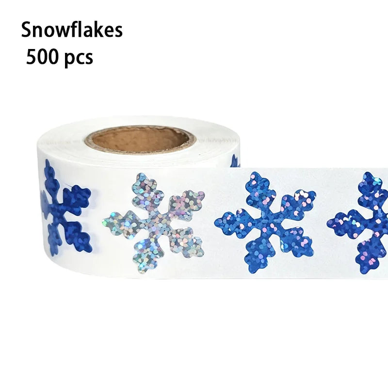 1 Inch Christmas Tree Snowflake Stickers Gift Cards Tags Self Adhesive Seals Labels Sc close-up view