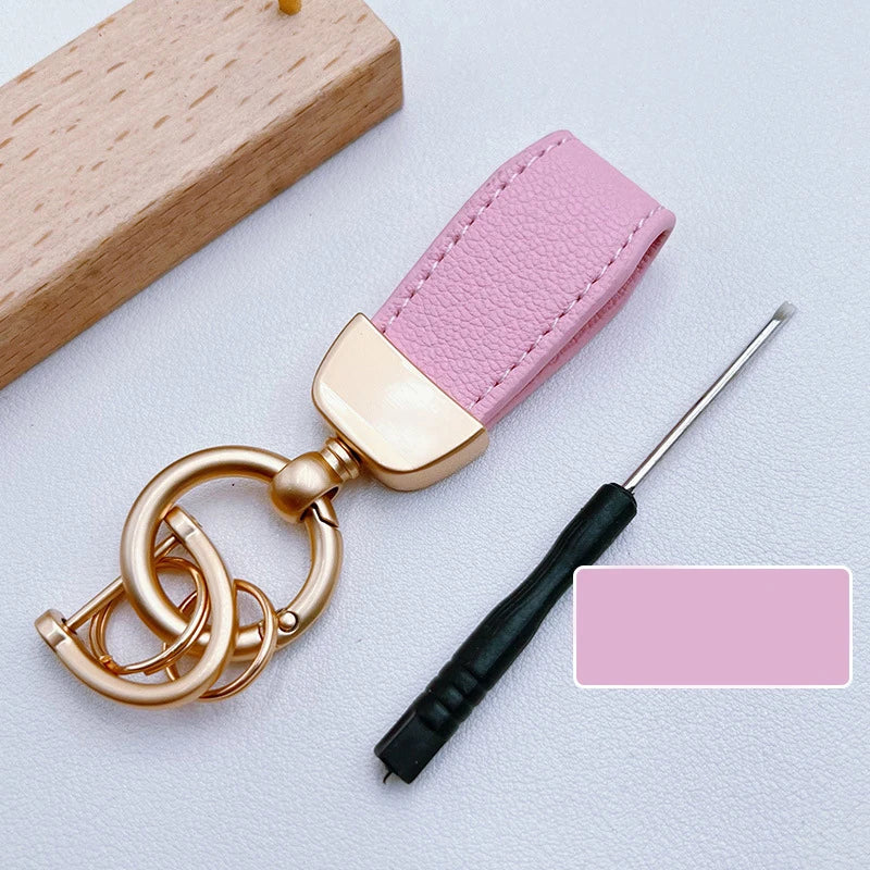 Luxury Suede Leather Flip Fur Keychain | Car Key Accessory close-up view