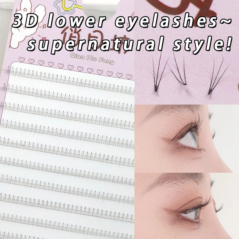 10 Rows 5-7mm Air Lower Eyelashes | Fairy Segmented Natural Under Lashes for Manga Ey lifestyle view
