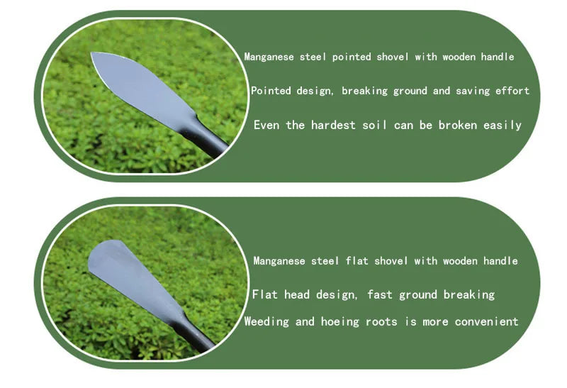Manganese Steel Garden Shovel – Flat &amp; Pointed