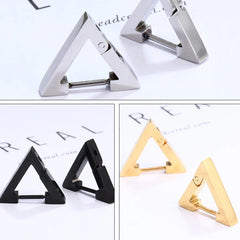 1 Pair Stainless Steel Geometric Triangle Unisex Punk Rock Earrings Women Men Piercing close-up view