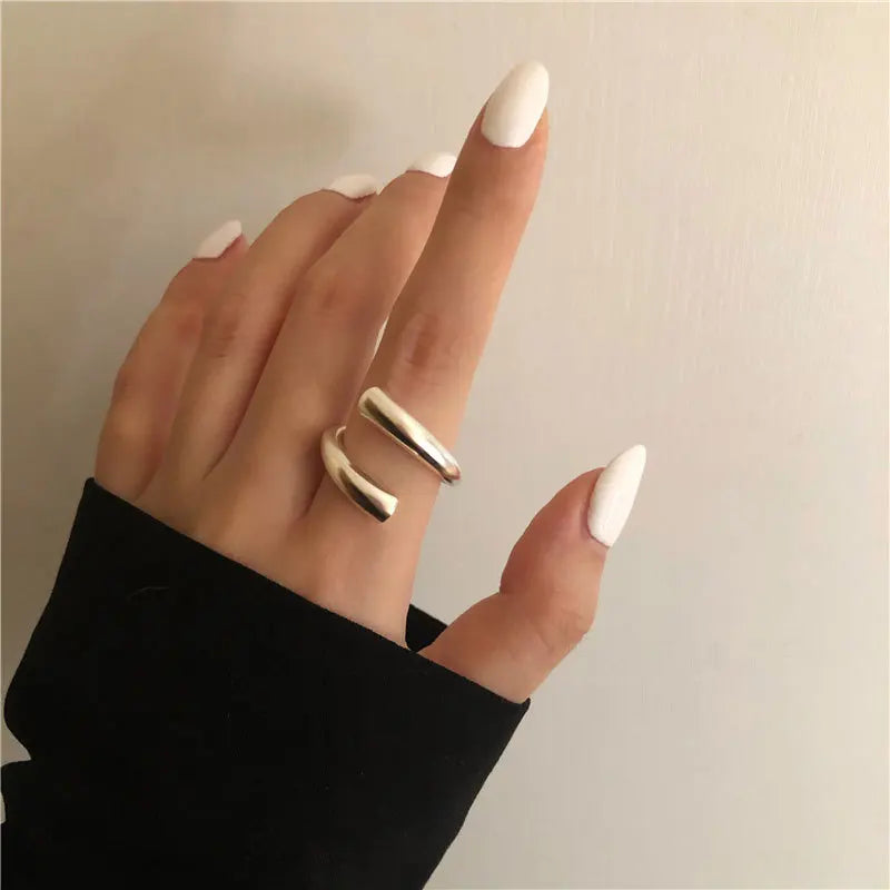 VENTFILLE 925 Sterling Silver Geometric Multilayer Round Bead Ring Female Fashion P additional angle