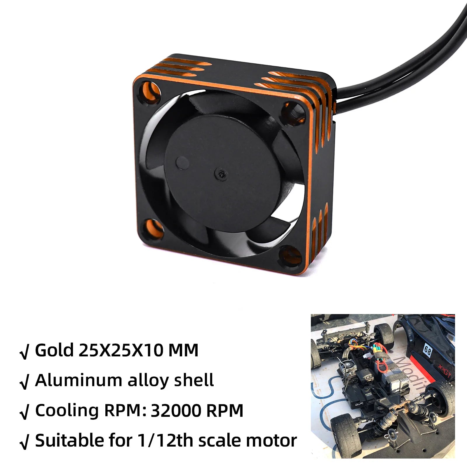RC 25/30/35/40/50mm Fan 28000 RPM Heat Dissipation Cooling Fan for RC Crawler 1/10 1/8 close-up view