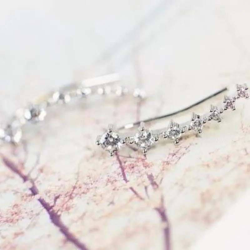 Korean Fashion Seven Star Zircon Earrings | Luxury Crystal Stars Stud Earrings additional angle