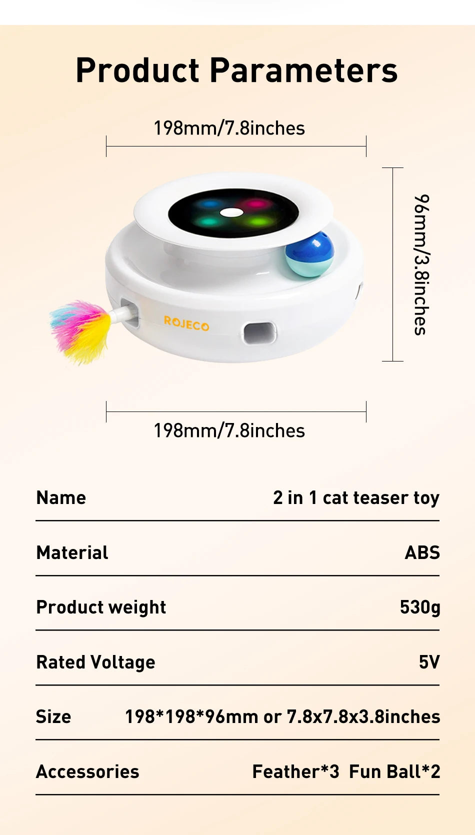 Automatic Feather Teaser and Fun Ball Interactive Toy