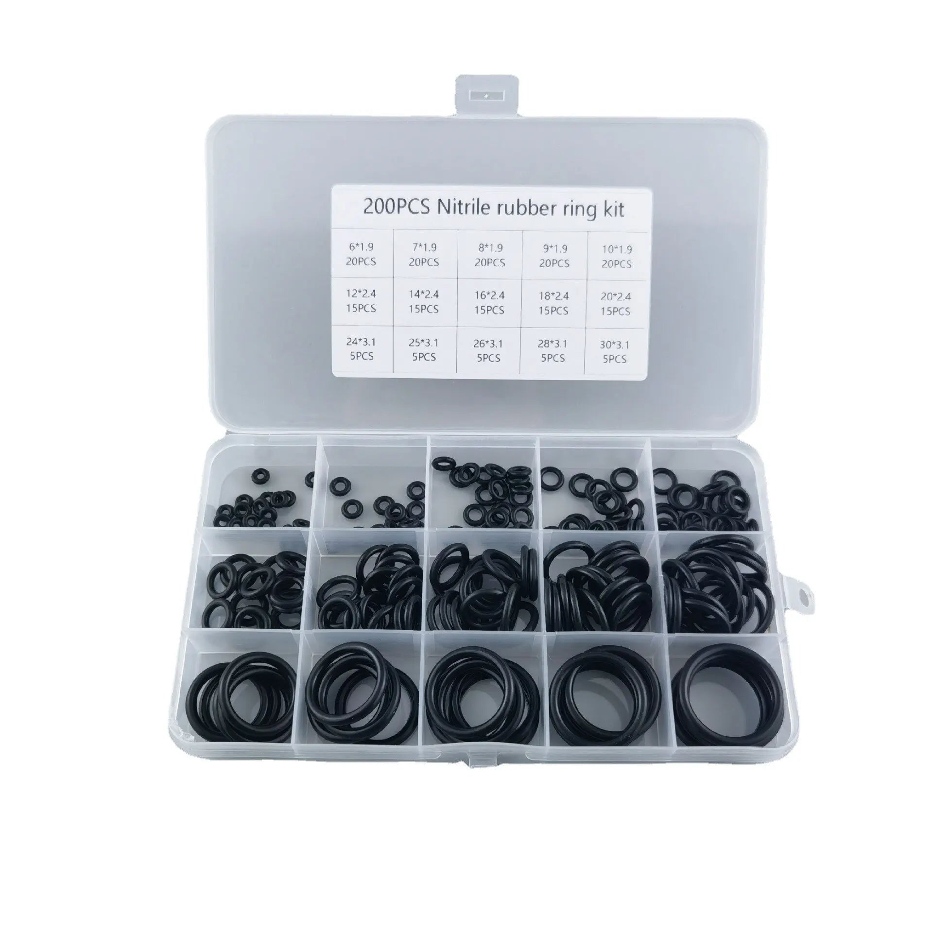 200-Piece Rubber O-Ring Assortment Box | Faucet and Hose Connector Seal Kit alternate view