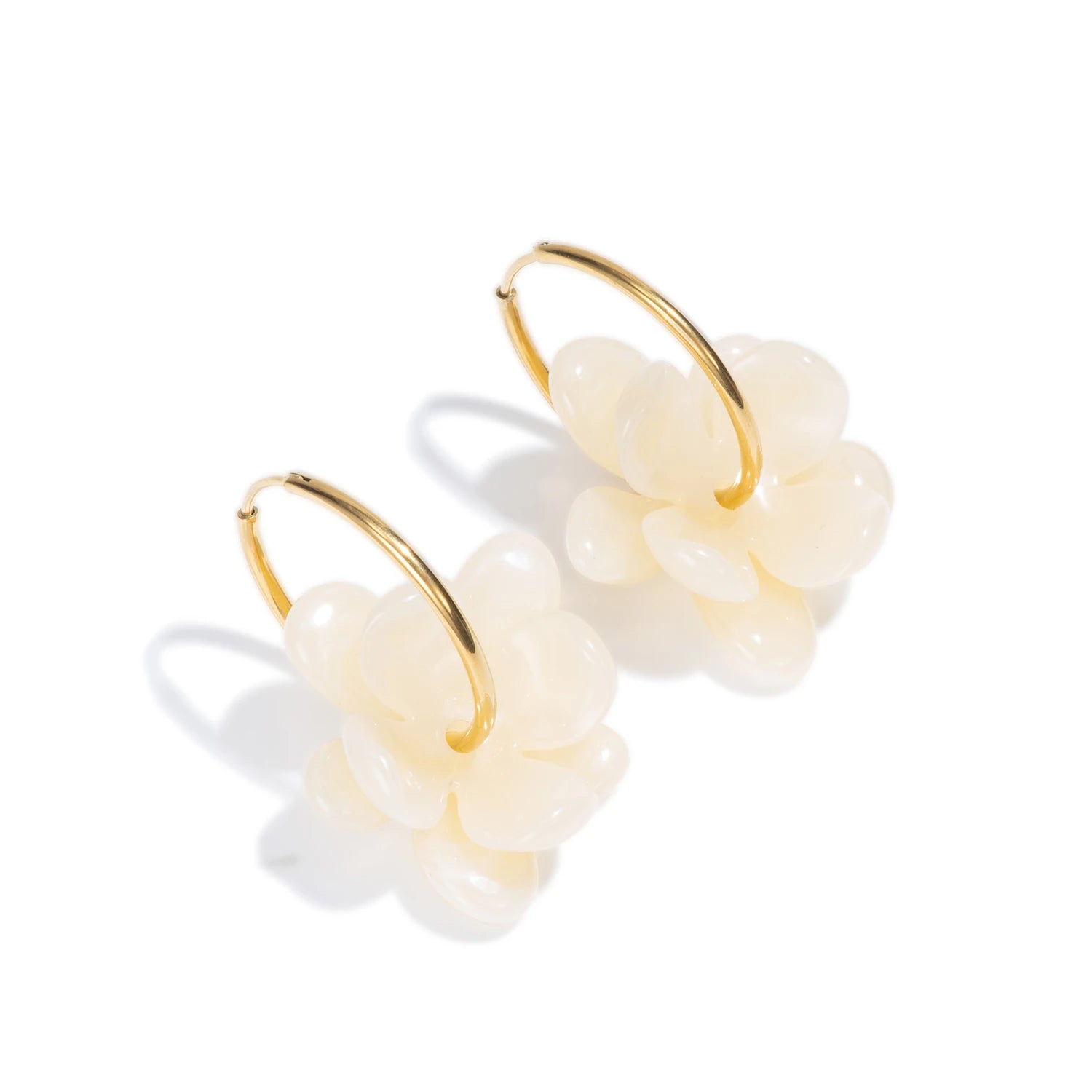 30mm Stainless Steel Double-layer Resin Flower Drop Earrings for Women Trending Jewel alternate view