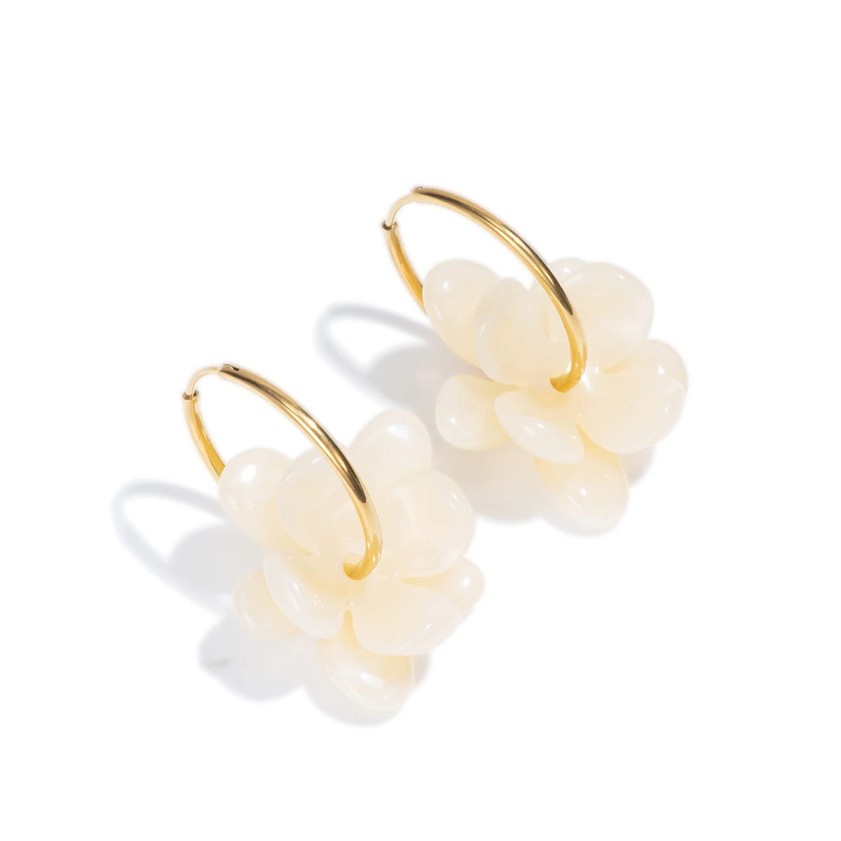30mm Stainless Steel Double-layer Resin Flower Drop Earrings for Women Trending Jewel alternate view