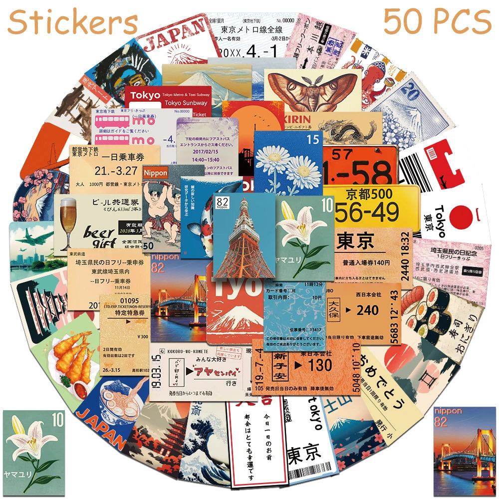 50pcs Japanese Travel Culture Stickers Decals alternate view