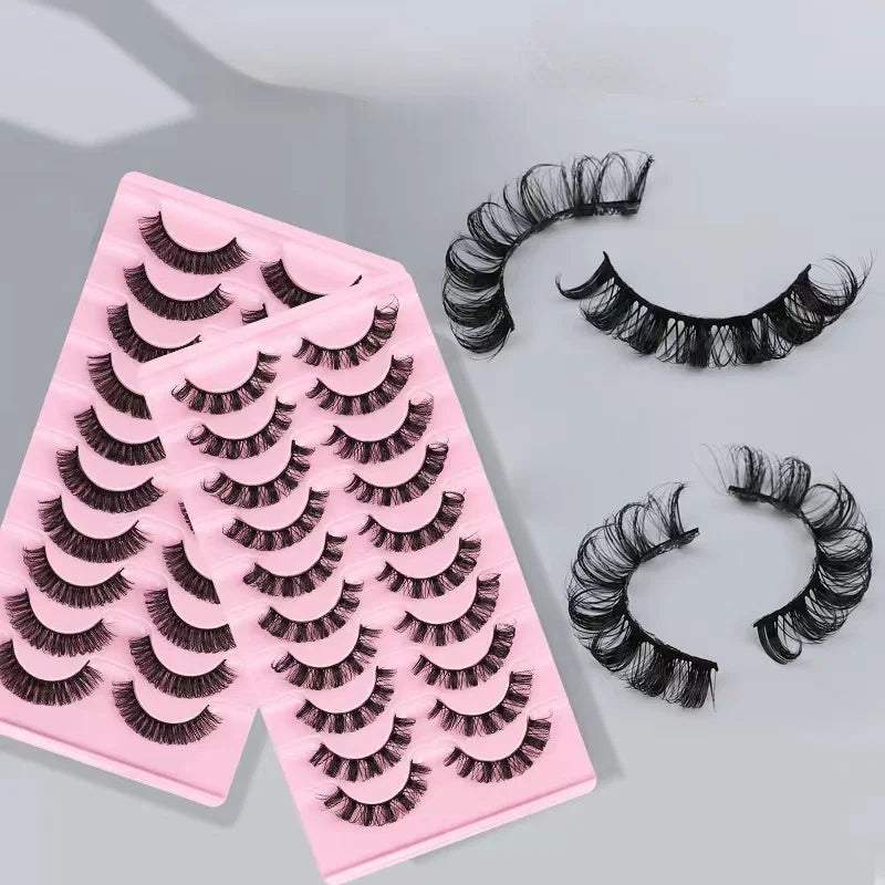 Simple Application Dramatic Russian 3D Mink Strip Lashes 10 Pairs Fake Eyelashes For Makeup Newbies