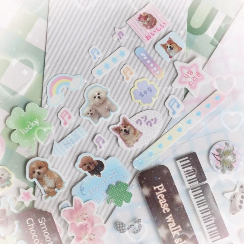 Sweet Animal Stickers | Sparkling Glitter Decals for Journaling and Scrapbooking detail view