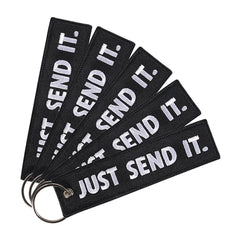 JUST SEND IT Keychains | 5-Pack Luggage Tag and Key Ring Set