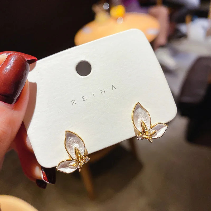 Butterfly Crystal Stud Earrings for Women detail view