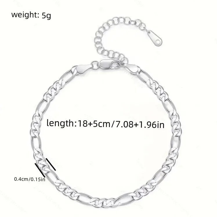 Hot Luxury 925 Sterling Silver Bracelets Anklet Y2K 4MM Chain for Women Men Wedding P lifestyle view